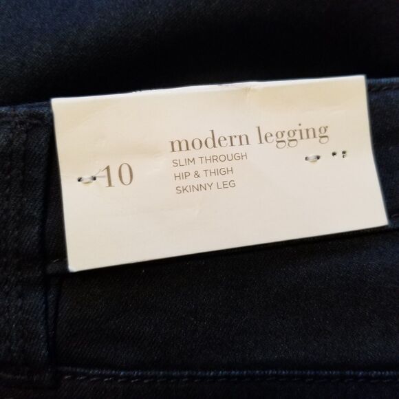 Ann Taylor Loft Size 10 Dark Denim Slim Through Hip & Thigh Skinny Leg Legging - Picture 4 of 6